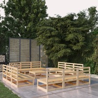  13 Piece Garden Lounge Set Solid Pinewood