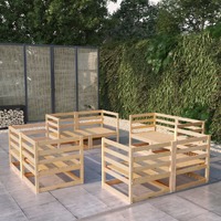  8 Piece Garden Lounge Set Solid Pinewood