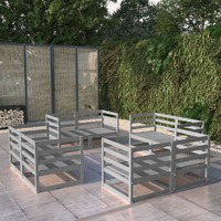  8 Piece Garden Lounge Set Grey Solid Pinewood