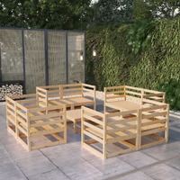  9 Piece Garden Lounge Set Solid Pinewood