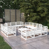 13 Piece Garden Lounge Set White Solid Pinewood