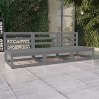 Garden 3-Seater Sofa Grey Solid Wood Pine
