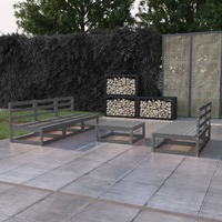  6 Piece Garden Lounge Set Grey Solid Pinewood