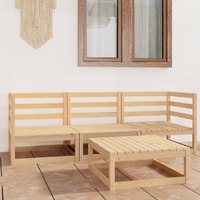  4 Piece Garden Lounge Set Solid Pinewood