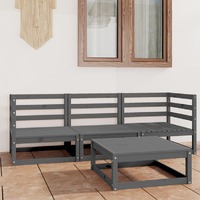  4 Piece Garden Lounge Set Grey Solid Pinewood