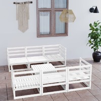  7 Piece Garden Lounge Set White Solid Pinewood