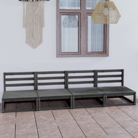  Garden 4-Seater Sofa Grey Solid Pinewood