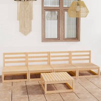  5 Piece Garden Lounge Set Solid Pinewood