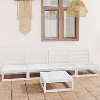  5 Piece Garden Lounge Set White Solid Pinewood