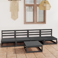  5 Piece Garden Lounge Set Grey Solid Pinewood