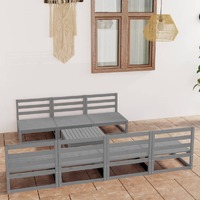  8 Piece Garden Lounge Set Grey Solid Pinewood