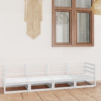  Garden 4-Seater Sofa White Solid Pinewood