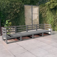 Garden 4-Seater Sofa Grey Solid Pinewood