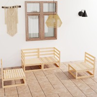  4 Piece Garden Lounge Set Solid Pinewood