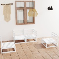  4 Piece Garden Lounge Set White Solid Pinewood