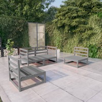  4 Piece Garden Lounge Set Grey Solid Pinewood