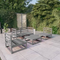  5 Piece Garden Lounge Set Grey Solid Pinewood