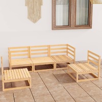  5 Piece Garden Lounge Set Solid Pinewood