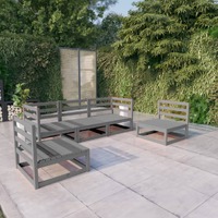  5 Piece Garden Lounge Set Grey Solid Pinewood