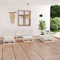  7 Piece Garden Lounge Set White Solid Pinewood