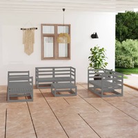  7 Piece Garden Lounge Set Grey Solid Pinewood