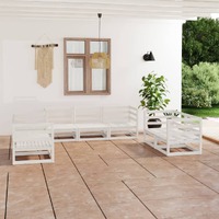  7 Piece Garden Lounge Set White Solid Pinewood