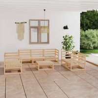 8 Piece Garden Lounge Set Solid Pinewood