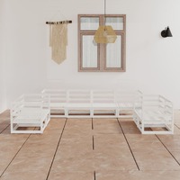  8 Piece Garden Lounge Set White Solid Pinewood