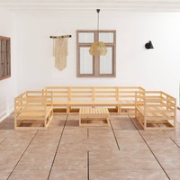  9 Piece Garden Lounge Set Solid Pinewood