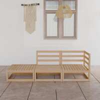  3 Piece Garden Lounge Set Solid Pinewood