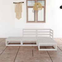  4 Piece Garden Lounge Set White Solid Pinewood