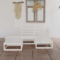  5 Piece Garden Lounge Set White Solid Pinewood