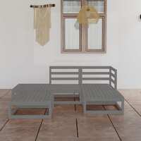  5 Piece Garden Lounge Set Grey Solid Pinewood