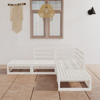  5 Piece Garden Lounge Set White Solid Pinewood