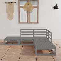  5 Piece Garden Lounge Set Grey Solid Pinewood