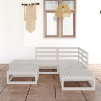  6 Piece Garden Lounge Set White Solid Pinewood