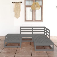  6 Piece Garden Lounge Set Grey Solid Pinewood