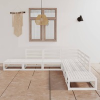  7 Piece Garden Lounge Set White Solid Pinewood
