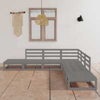  7 Piece Garden Lounge Set Grey Solid Pinewood