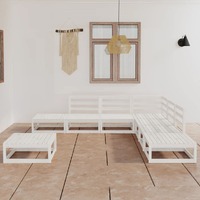  8 Piece Garden Lounge Set White Solid Pinewood