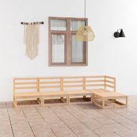  5 Piece Garden Lounge Set Solid Pinewood