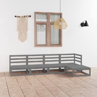  5 Piece Garden Lounge Set Grey Solid Pinewood