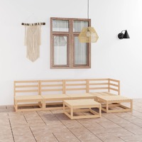  6 Piece Garden Lounge Set Solid Pinewood