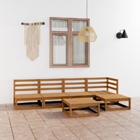 6 Piece Garden Lounge Set Honey Brown Solid Pinewood