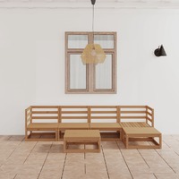  6 Piece Garden Lounge Set Honey Brown Solid Pinewood