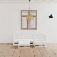  5 Piece Garden Lounge Set White Solid Pinewood