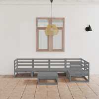  6 Piece Garden Lounge Set Grey Solid Pinewood