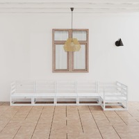  6 Piece Garden Lounge Set White Solid Pinewood