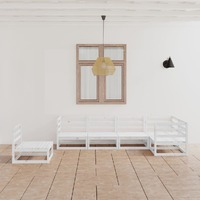  6 Piece Garden Lounge Set White Solid Pinewood