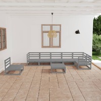  8 Piece Garden Lounge Set Grey Solid Pinewood